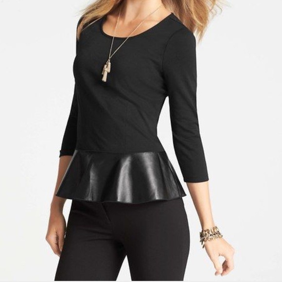 Ann Taylor Tops - Ann Taylor faux leather peplum top in XL